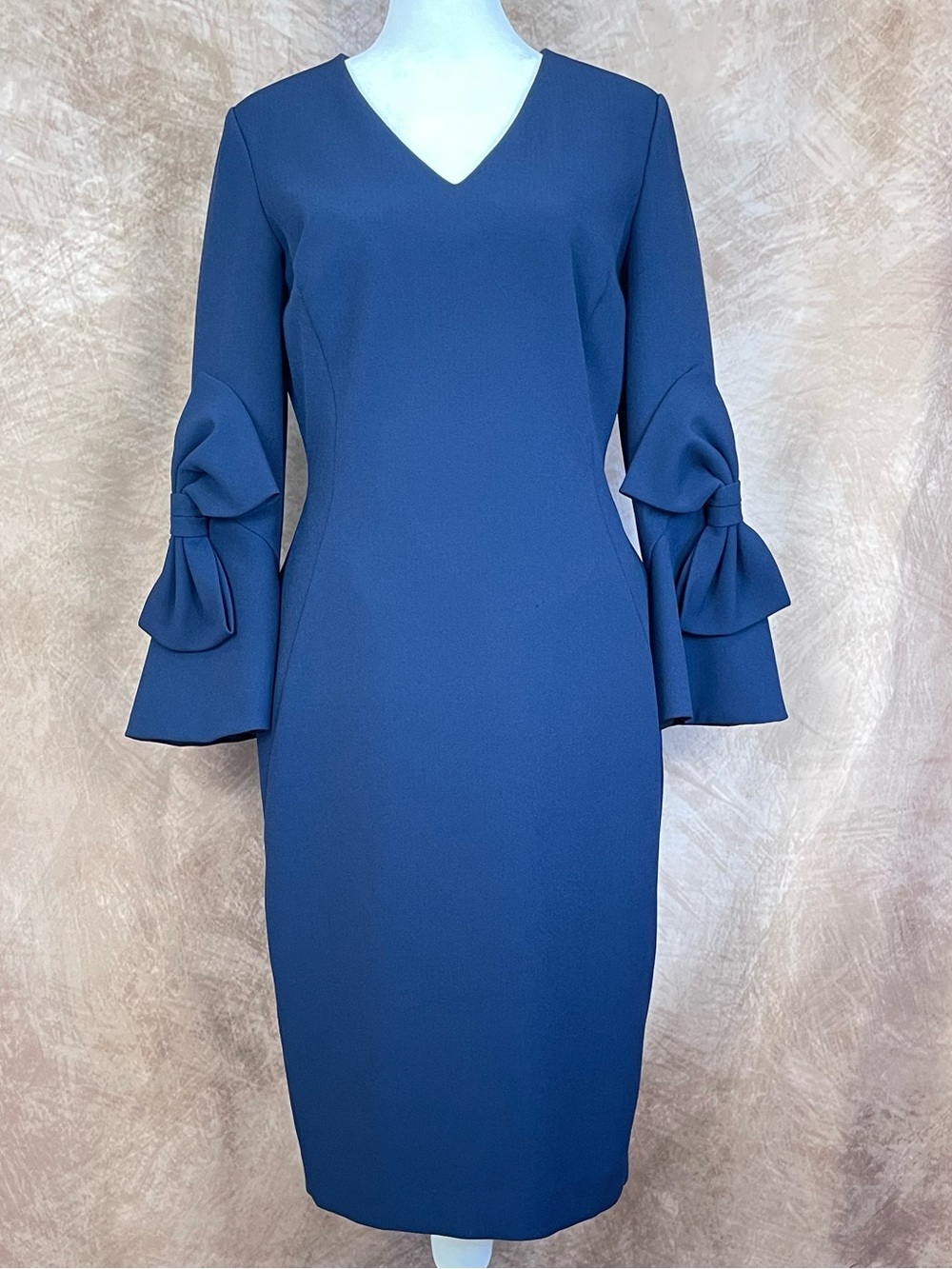 Emerson Rose V-Neck Navy Dress with Statement Bow Sleeves size 4